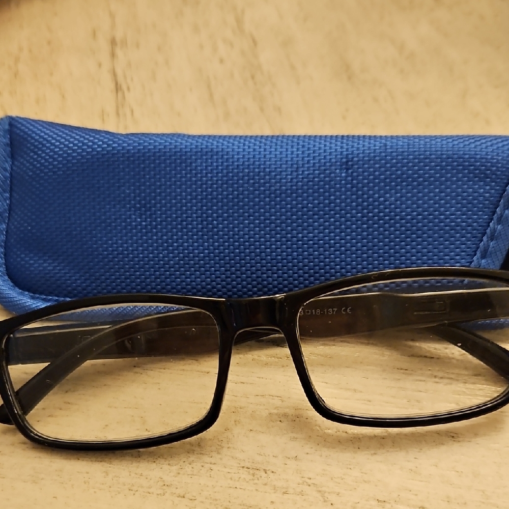 Elegant Black Sunglasses with Blue Case